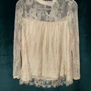 Altar’d State Cream/Ivory Lace Blouse